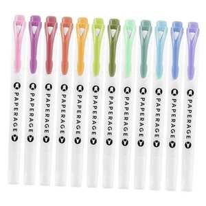 Dual Tip Pastel Highlighters, Assorted Colors, Broad & Fine Point Tips, 12 - Picture 1 of 7