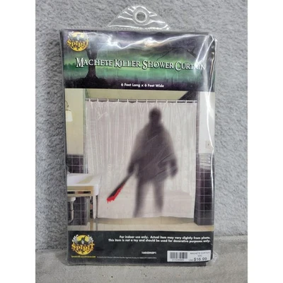 Spirit Halloween Machete Killer Cortina de Ducha 6 x 6 Pies Decoración Foto 1 de 3