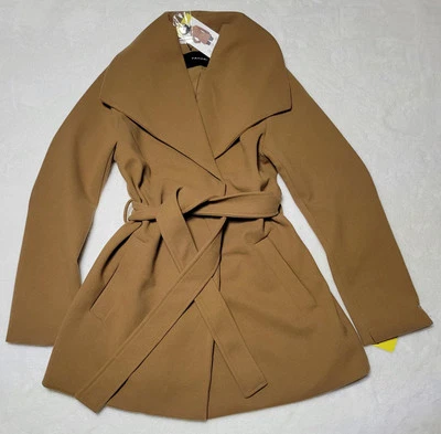 Tahari Damas Mujer Abrigo Chaqueta Marrón Talla S Pequeño Cinturón Bolsillo Envoltura  Foto 1 de 4