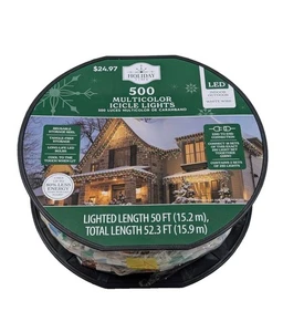 Luces LED multicolores para hielo Holiday Time 500 unidades con cable blanco - Imagen 1 de 5
