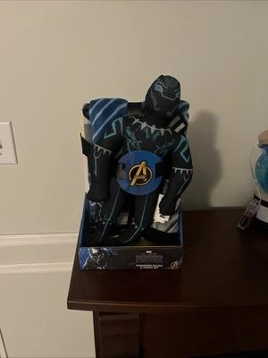 NUEVO Marvel PANTERA NEGRA 40" X 50" MANTA Y ALMOHADA SUAVE Figura de Peluche Regalo Foto 1 de 4