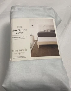 Threshold Box Spring Cover Recycled Polyester Twill Elastic White Full - Picture 1 of 4