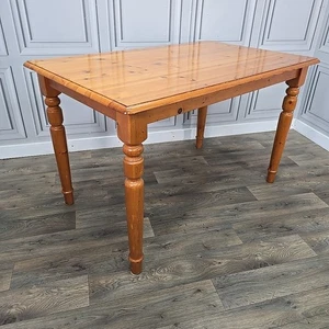 Retro Vintage Solid Wooden Pine Turned Dining Table - Country Farmhouse Antique - Picture 1 of 24