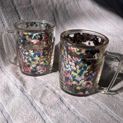 Vintage Tervis Tumbler RARE Glitter Confetti Set of 2 Double Wall Insulated Mugs - Image 1 of 4
