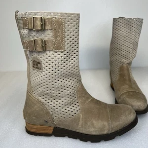 Botas Sorel Major Pull On Cuero Taupe Perforadas Corte Láser Para Mujer Talla 9” - Imagen 1 de 11
