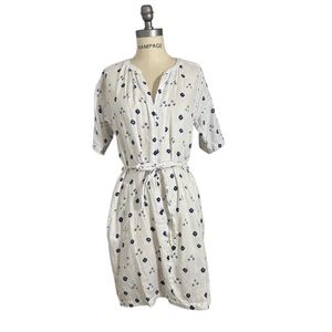 Xirena women’s Britt cotton gauze knee length white/indigo blue dress sz XS - Picture 1 of 7