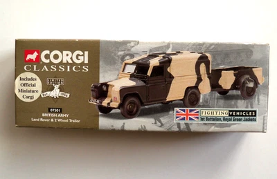 CORGI CLASSICS 07501 BRITISH ARMY LAND ROVER & TWO WHEEL TRAILER CAMOU HTF NIP - Image 1 of 4