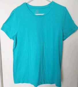 Faded Glory Women's Turquoise Blue Round-Neck Short Sleeve T-Shirt Top Size XL  - Picture 1 of 2