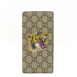Gucci 459456 GG logo PVC tiger print beige ebony supreme long wallet - Picture 1 of 5