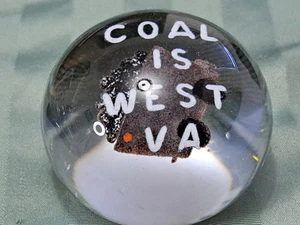 1973 Glass Paperweight West Virginia Coal - Foto 1 di 10
