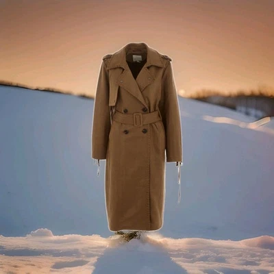 large size Brown Vintage Faux Suede Trench Coat Avec Les Filles - Image 1 of 4