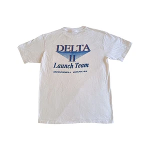 Vintage 1990s Nasa Delta 2 Launch Team McDonnell Douglas USA T-shirt Rare L - Imagen 1 de 9