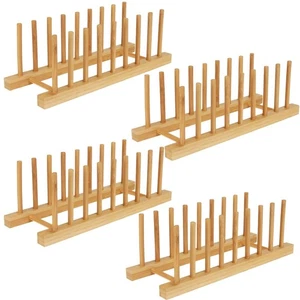4 Pcs Bamboo Wooden Dish Drying Rack, Plate Organizer for Cabinet Space Saver... - Bild 1 von 7