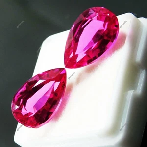 16 Ct Natural CERTIFIED Tourmaline Loose Gemstone Pink Pear Shape Ring Size Pair - Picture 1 of 8