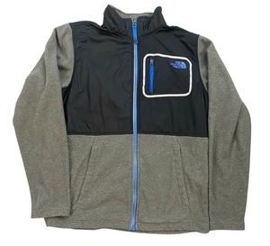 Boys North Face Sz XL/18/20 Fleece Jacket Grey Black Blue Full Zip Lightweight - Picture 1 of 11