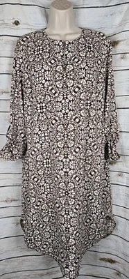 CooliBar Brown Floral Tunic Dress 1/4 Zip UPF 50+ Sun Protection Womens - Image 1 of 4