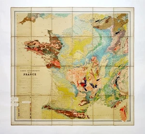 Carte Geologique de La FRANCE original antique geological map Baudry 1880 HUGE - Picture 1 of 9