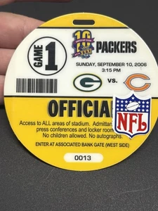 Green Bay V BearsOfficial NFL Referee Pass 09/10/06. Chi - Devin Hester First TD - Picture 1 of 8