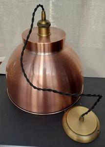 Plafoniera industriale a sospensione effetto bronzo in metallo con lampadina - Foto 1 di 12