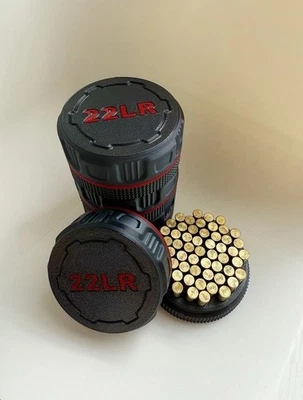 Paquete de 8 .22 LR - 55 contenedores redondos (440 en total) almacenamiento EDC negro y rojo Foto 1 de 4
