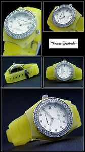 Sporty Women's Watch YVES BERTELIN, Bezel With Zirconia, Yellow Plastic Band - Picture 1 of 1