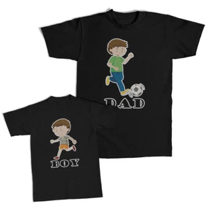 Boy Dad and Son Matching Outfits Clothes Dad Playing Football - Boy Running Boy - Picture 1 of 6