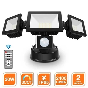 30W LED Strahler mit Bewegungsmelder PIR 2400LM Fluter Außen Flutlicht 3 Modi - Bild 1 von 12