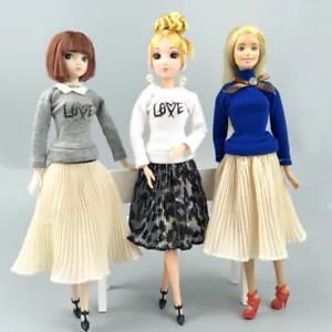 Fashion Doll Clothes For 11.5" Dolls Outfits Blouses Chiffon Pleated Midi Skirt - Picture 1 of 18