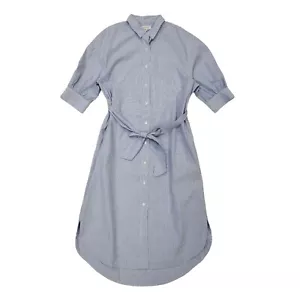 Jaeger Blue Striped Short Sleeve Shirt Dress Uk Women's Size 10 Bnwt EE81 - Picture 1 of 7