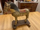 Antico Cavallo Giocattolo Legno Dipinto A Mano Fine 800 Primi 900 Carretto