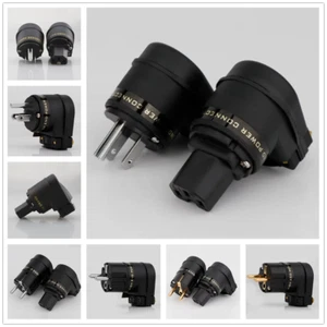 Spina di alimentazione HiFi Angolo Retto Connettore UE USA IEC C15 Donna Rame Placcato Rodio - Foto 1 di 25