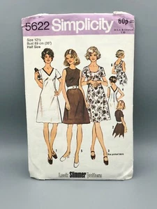 ❤️Simplicity 5622 Retro Shift Dress Round V Neck Ladies Used Cut Pattern Size 12 - Picture 1 of 3
