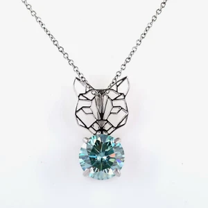 5.15 Ct Certified Blue Diamond Necklace -Great Luster ! VIDEO-FREE Diamond studs - Picture 1 of 9