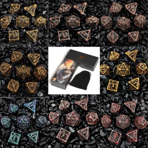 Metal Hollow Poly Dice Set - (Select Colour) /D&D RPG DND Dungeons and Dragons - Picture 1 of 14