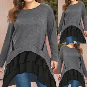 Plus Size Womens Casual Loose Jumper Tops Ladies Plain Pullover Blouse T-shirt - Picture 1 of 16