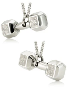 Women's Stainless Steel Dumbbell Necklace-Luke 1:37 Shields of Strength - Picture 1 of 4