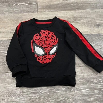 Sudadera de cuello redondo Spider-Man negra roja para niños 3T usada en excelente estado Foto 1 de 3