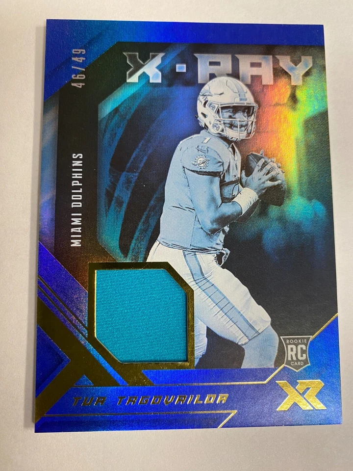 2020 Panini X-Ray Swatches Blue /49 Tua Tagovailoa Rookie #XR-TT Miami Dolphins - Image 1 of 2