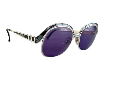 GAFAS DE SOL VINTAGE CHRISTIAN DIOR 2037 PLATA Y AZUL JASPEADO AÑOS 70 AUSTRIA Foto 1 de 4