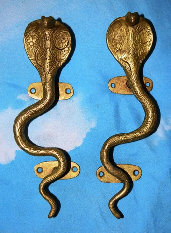 Brass Yellow Rat Snake Handle Handmade Finished Restaurant Bar Door Handle MD2 Cover