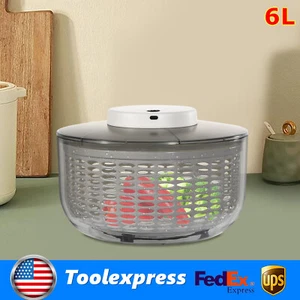 Electric Salad Spinner Large 6L Fruit Vegetable Washer Dryer Dehydrator Sale - Picture 1 of 15