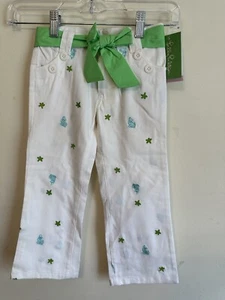 Lilly Pulitzer NWT Oh Koi Dayton Embroidered Canvas Pants Size 3 Toddler White - Picture 1 of 7