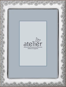 CORNICE PORTAFOTO IN ARGENTO  PORTA FOTO ATELIER RETRO LEGNO WENGE' M1078 9X13 - Foto 1 di 5