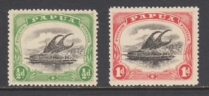 Papua Sc 34, 35 MNH. 1909 ½p and 1p Lakatoi, wmk sideways, gum skips, fresh - Picture 1 of 2