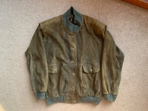 Men's Green Suede Harrington Bomber Jacket - Picture 1 of 11