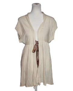 Victoria's Secret Ivory W/ Brown Belt Tie Front Women Size Small Babydoll Robe - Picture 1 of 2