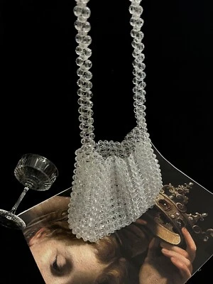 Moda Bolso de Mano con Cuentas Cristal Trenzado, Bolso de Cóctel con Cuentas de Acrílico Foto 1 de 4