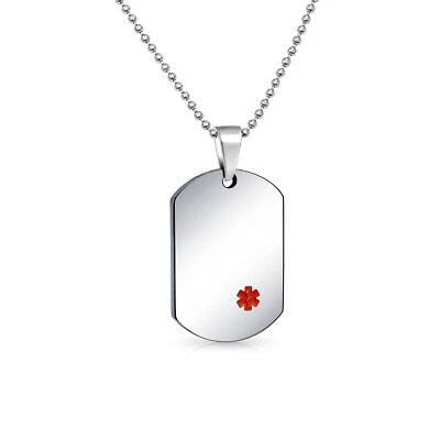 Unisex Personalize Customizable Medical Identification Medical ID Dog Tag Steel - Image 1 of 4