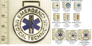 EMT & medical provider decorative fobs, various designs & leather strap options - Picture 1 of 4