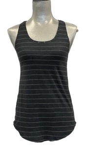 Lululemon Black & White Striped Love Tank, Pleated In Pima Cotton, Size 4/6 - Picture 1 of 7